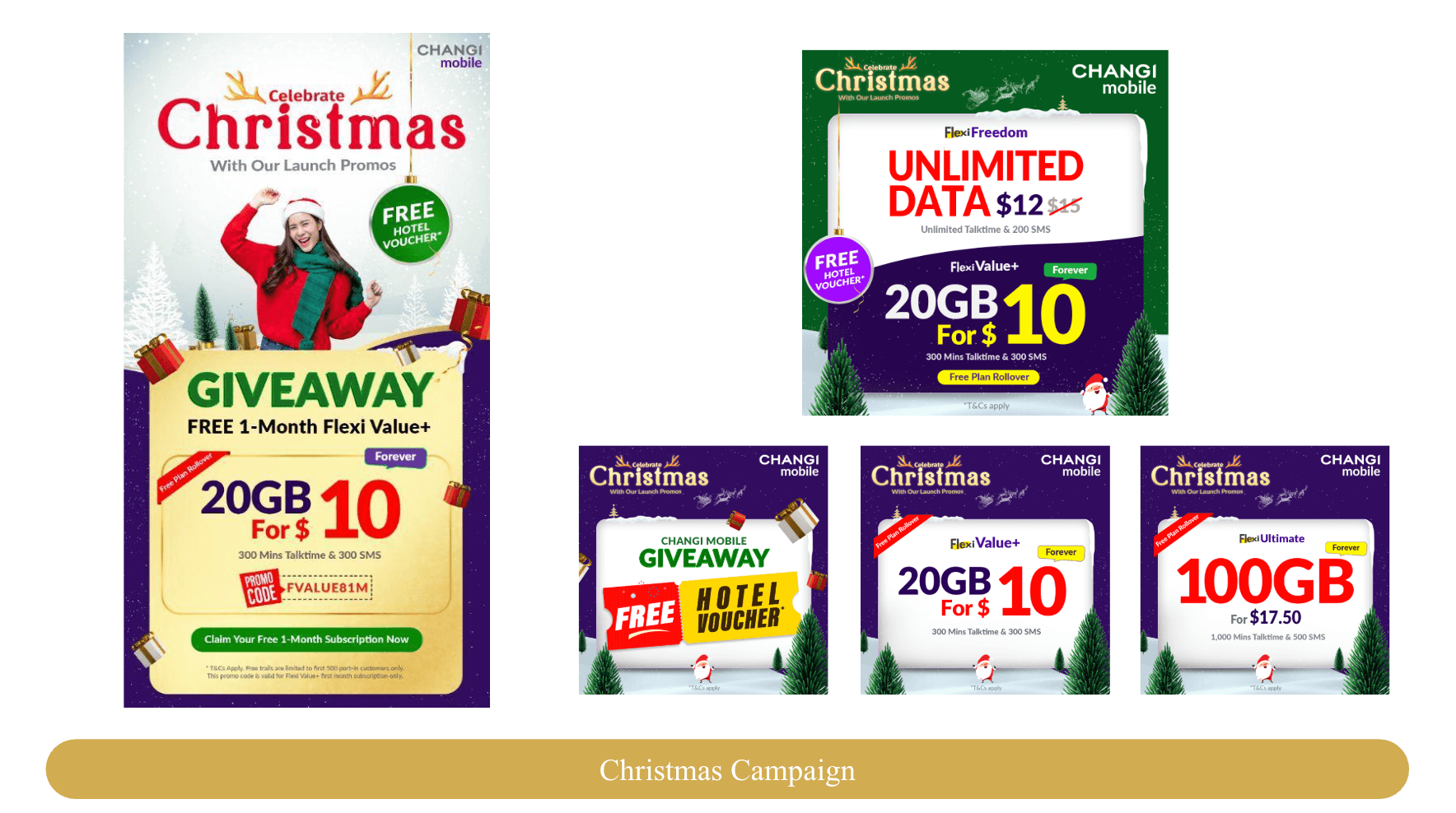 Changi Mobile Campaign Design. Year End Christmas Campaign